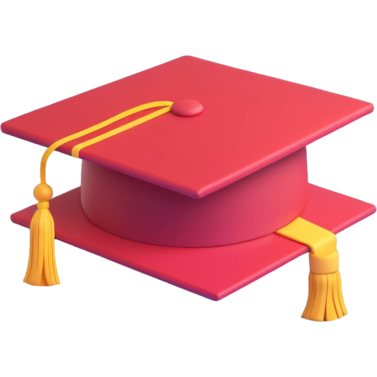 3d graduation cap, minimal icon, soft shadows, rounded edges, no text emoji