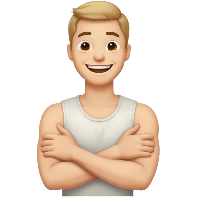 arms crossed holding neck laughing guy emoji