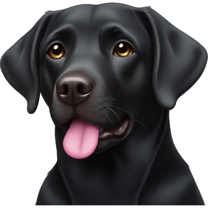 Black Labrador with pink hearts emoji