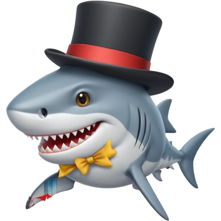 Shark with a top hat emoji