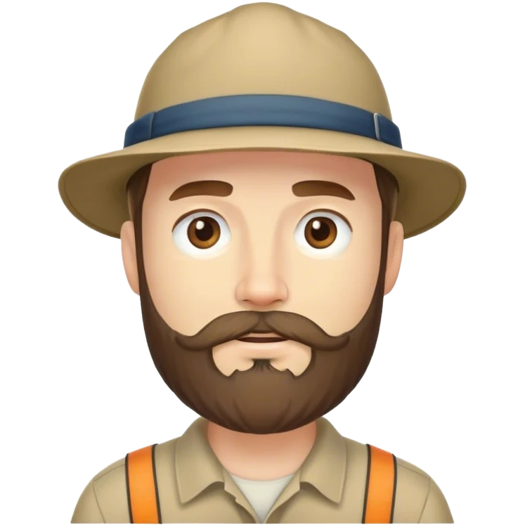 white man with beard and camp hat emoji