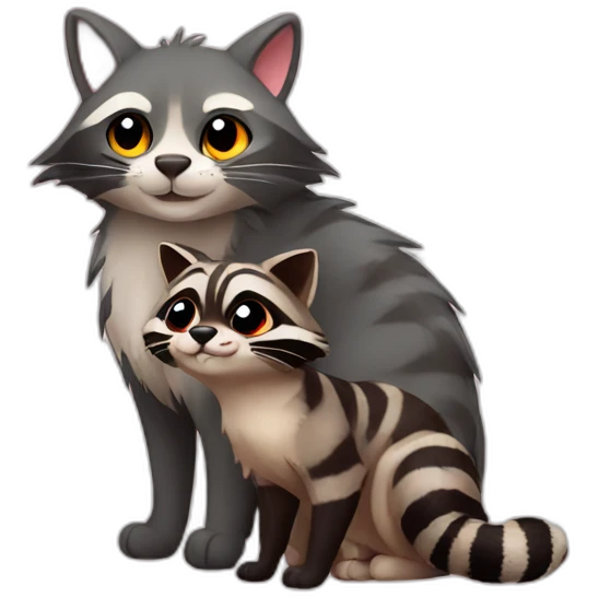 Cat and raccoon love emoji