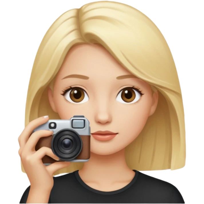 Woman taking photography with blond hair emoji