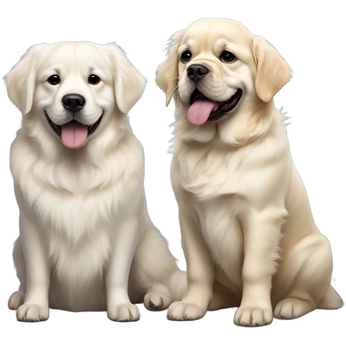 English cream golden retriever and an oreo colored french bulldog as best friends emoji