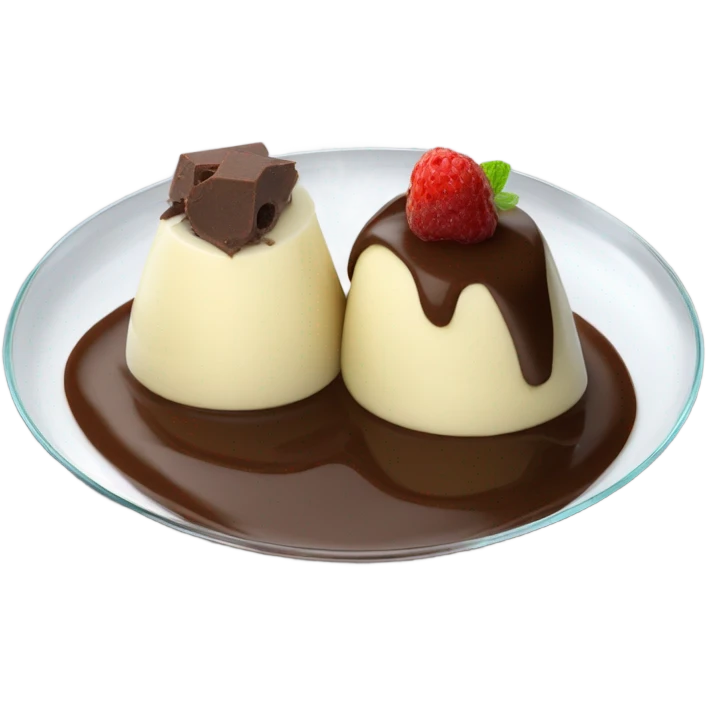 Chocolate mousse and vanilla quenelle on glass plate emoji