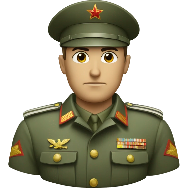 ussr soldier serious with military takes emoji