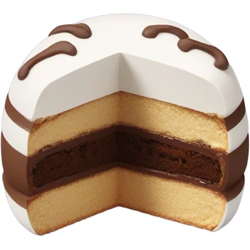 A mallomar with the shape of half a ball that is cut in half so you can see the different layers clearly emoji
