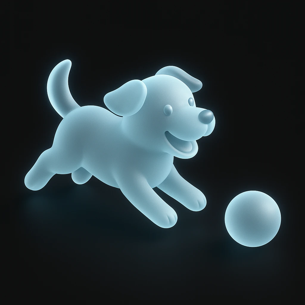 happy dog running after ball emoji