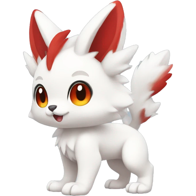 Cute cool white red animal hybrid Fakemon full body emoji
