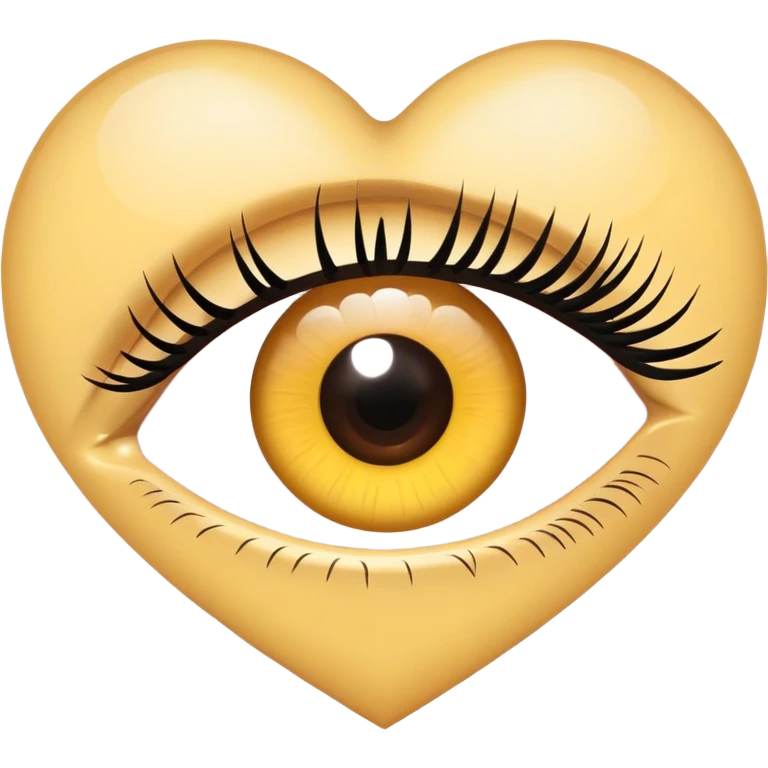 Eye with eyelashes inside light yellow heart emoji