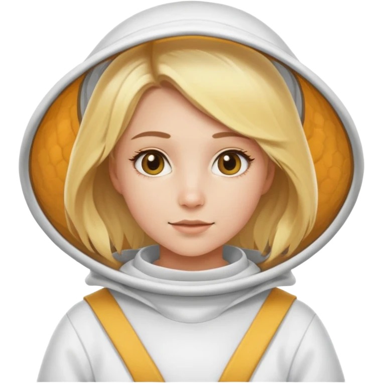 Blonde girl in white beekeeper suit  emoji
