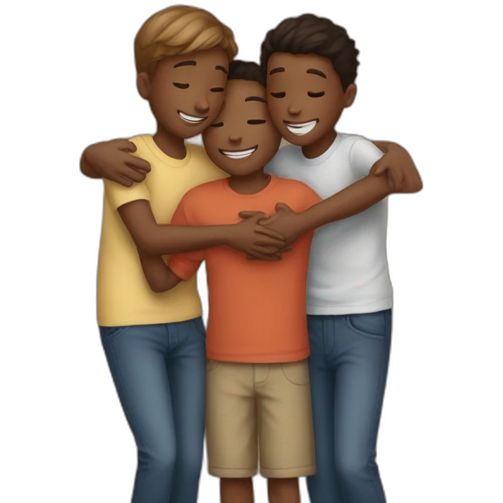 3 boys hugging 5th graders emoji