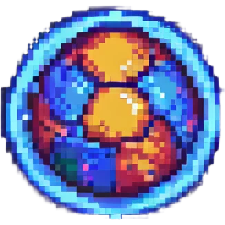 a single glowing ball floating in a galaxy, pixel art style emoji