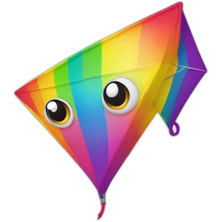   Rainbow kite with eyes and mouth and smile emoji