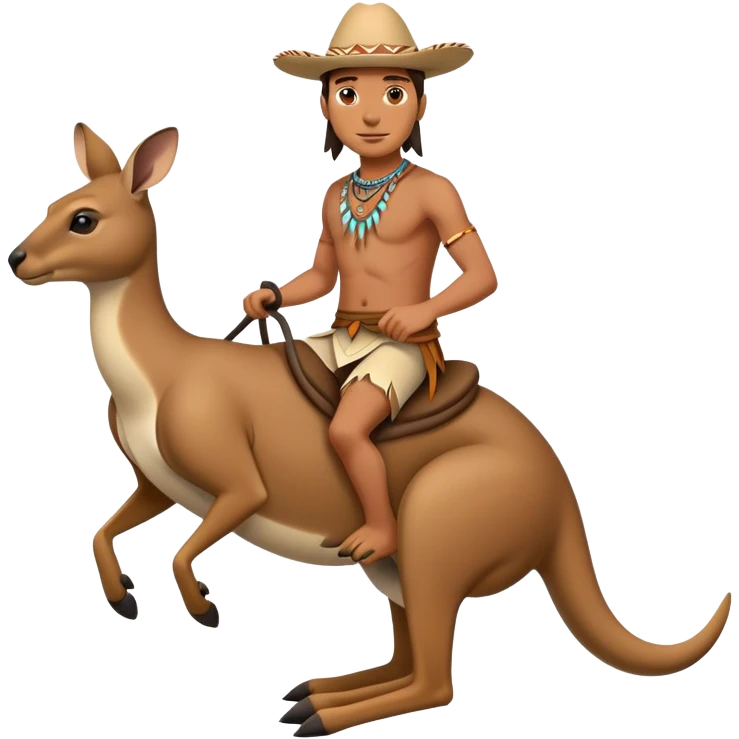 Native American riding a kangaroo emoji