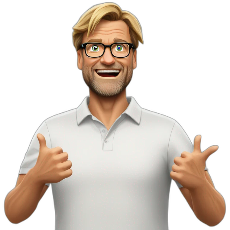 Jurgen Klopp shoulder shrug with hands up emoji