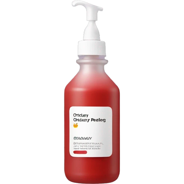 the ordinary peeling solution bottle with label and a red liquid inside emoji