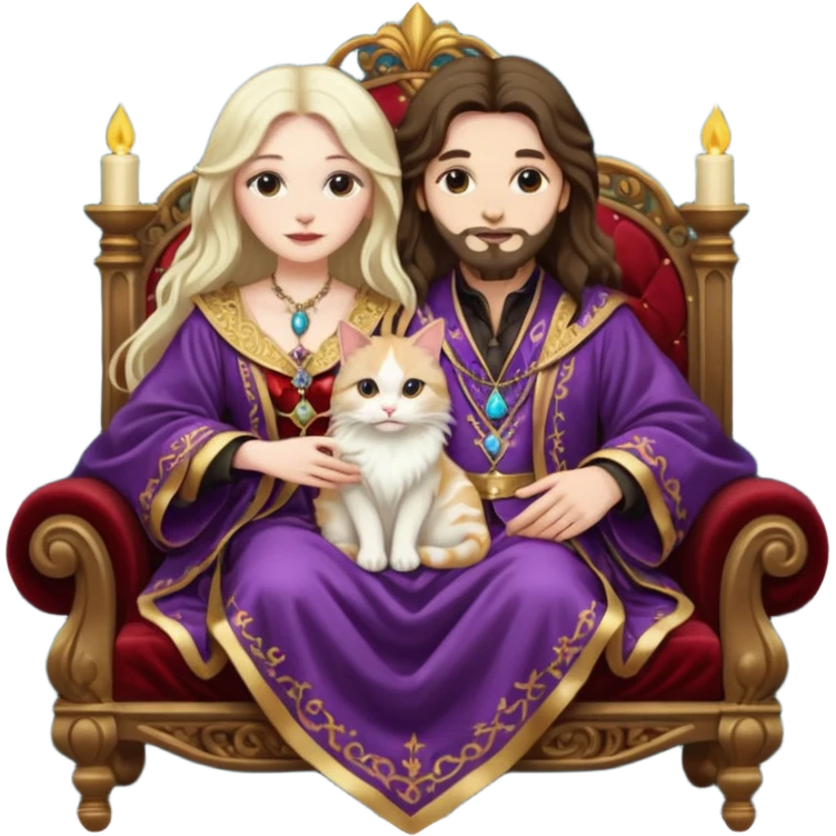LonfGmagician couple and their pet cat emoji