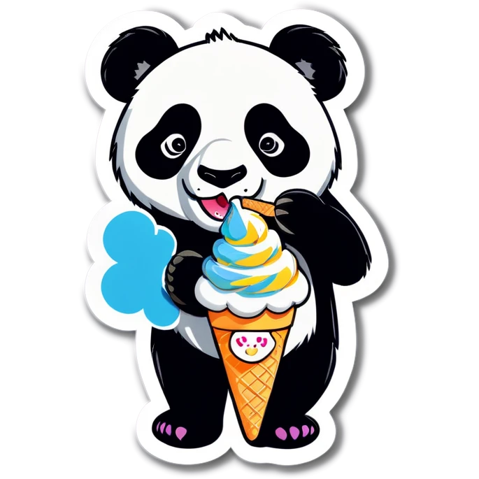 Panda eating ice cream emoji