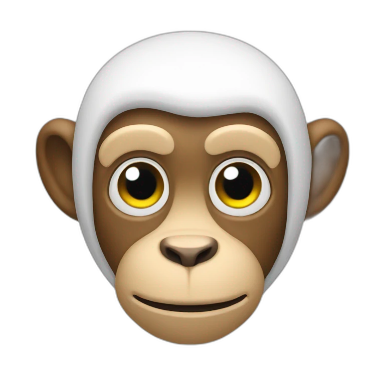 white smart flat monkey emoji