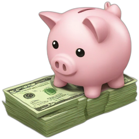 piggybank sitting on money  emoji