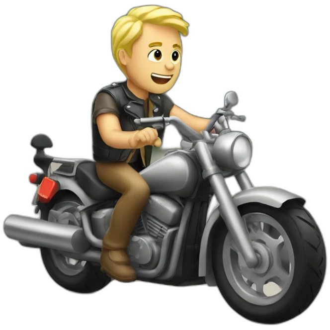 blonde man on motorbike drinking a beer emoji