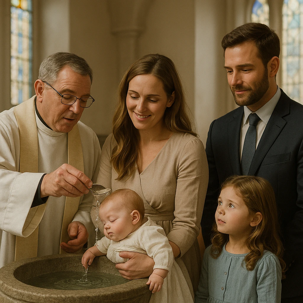 baptism with a family watching emoji
