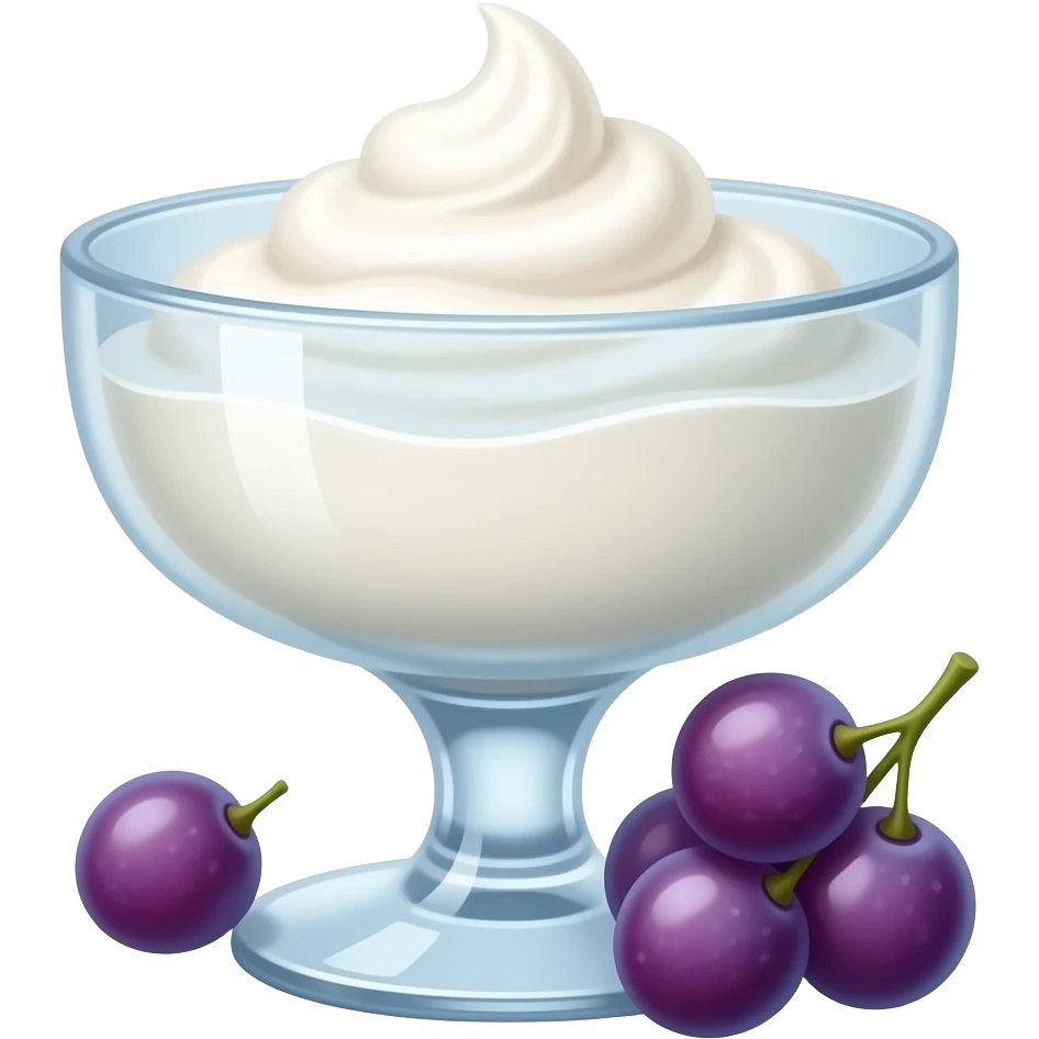Greek Joghurt in a flute glass with grapes emoji