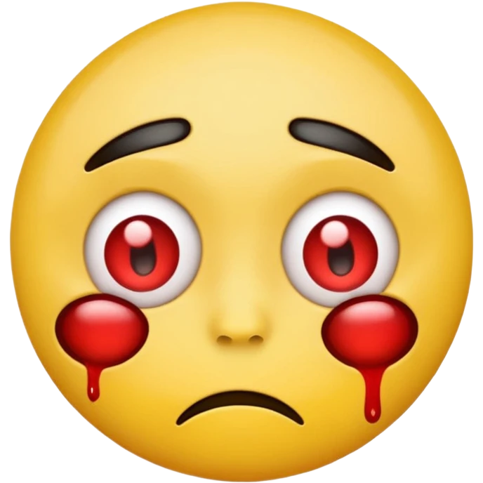 yellow emoji face with bloodshot eyes, tired expression emoji