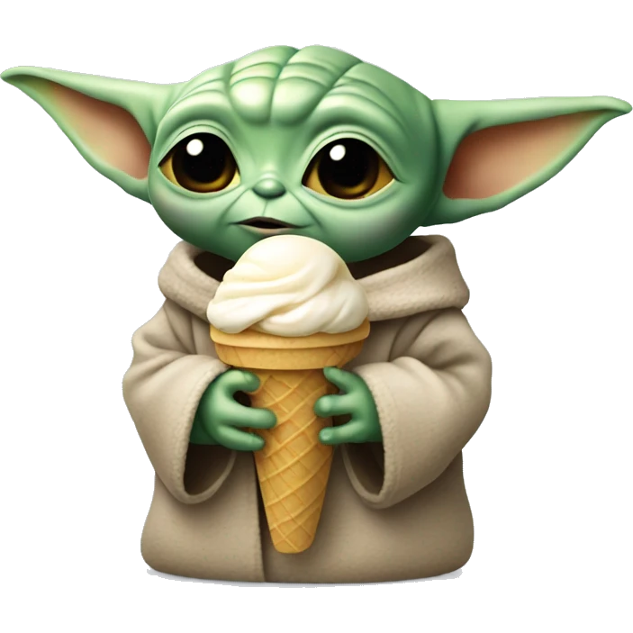 baby yoda holding an ice cream emoji
