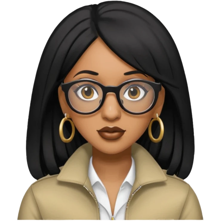 rapper Cardi B black hair wear glasses emoji