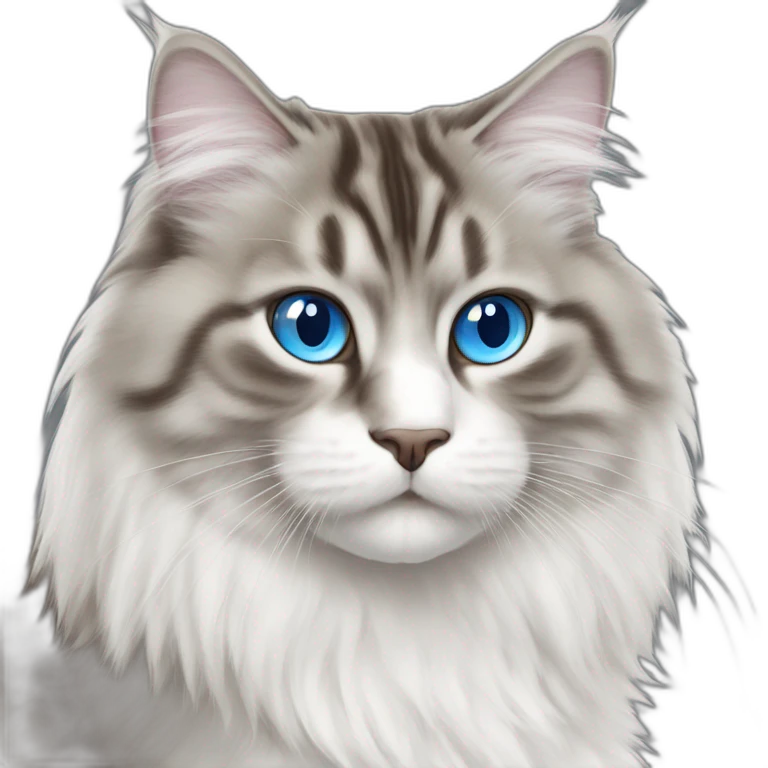 siberian cat blue eyes white paws emoji