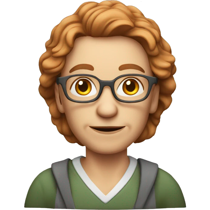 55 year old somewhat wrinkly white south african teacher with orangish brown hair giving a smug look to the camera emoji