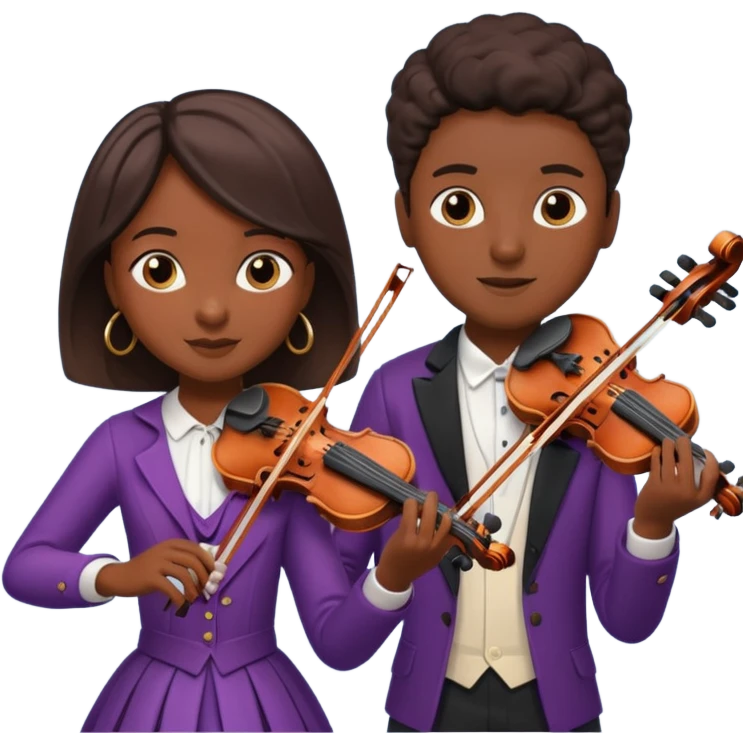 black boy girl playing violin emoji
