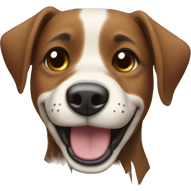 brown eyed dog in grass smiling emoji