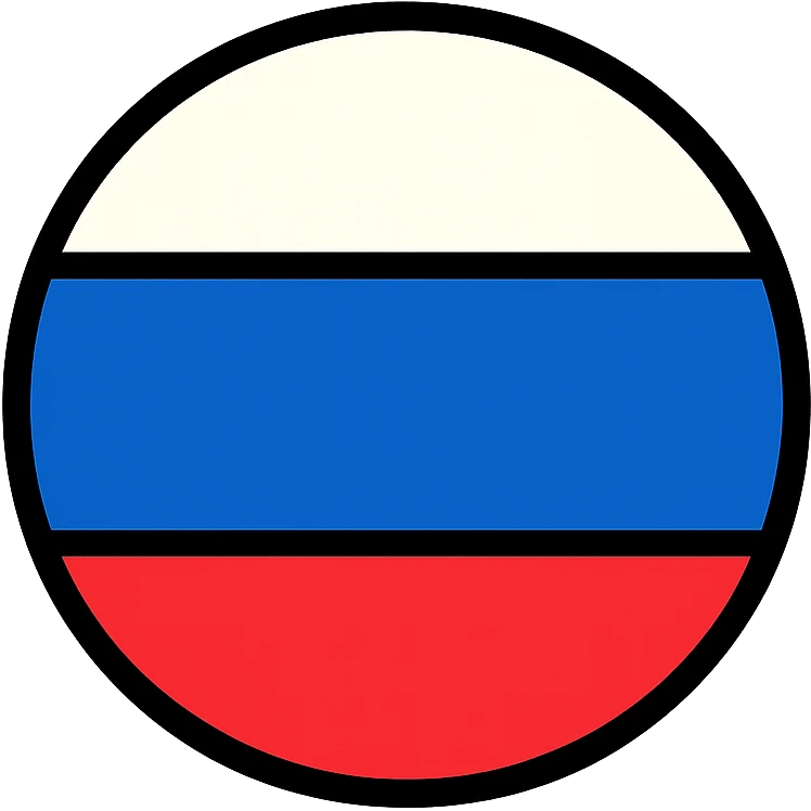 Russia flag in a circular shape, flat color icon style emoji