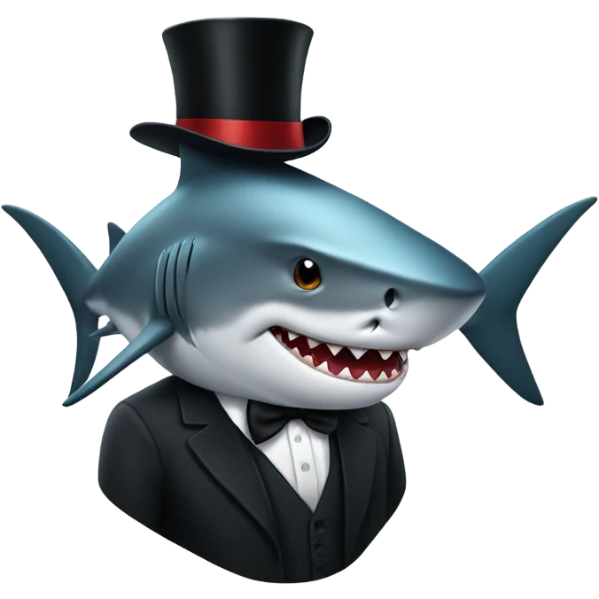 Shark with a top hat emoji