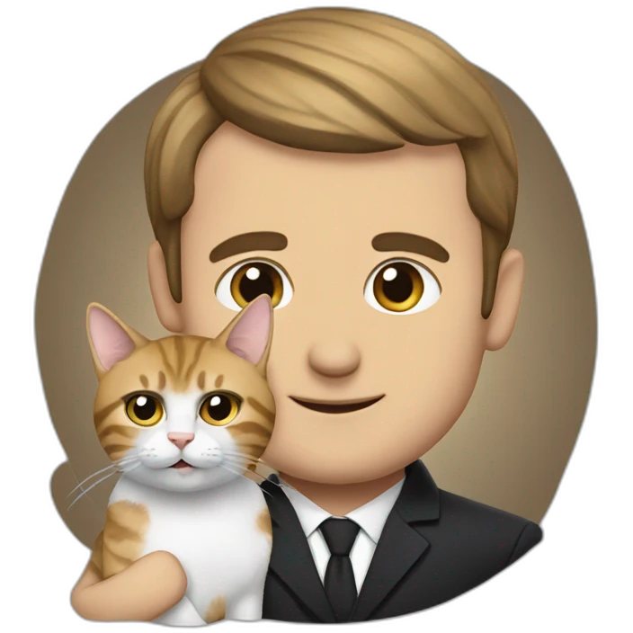 Macron with a cat emoji