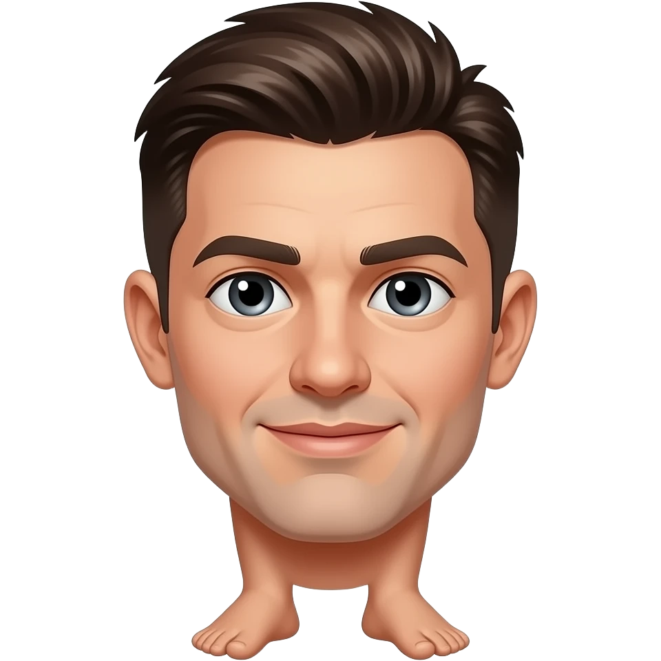 Comic strip of a naked, barefoot man. emoji