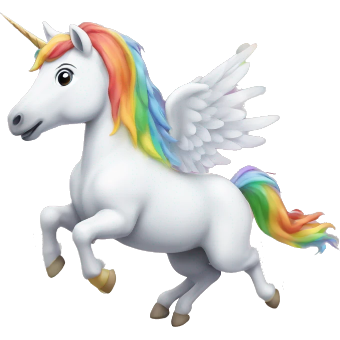 unicorn flies with rainbow emoji
