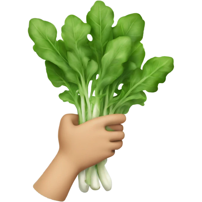 Happy arugula with hands emoji