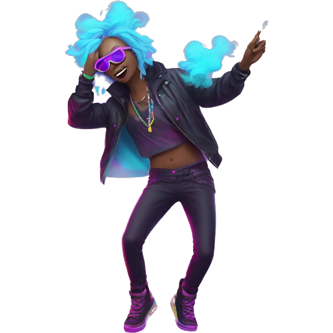 Rave party dancing neon smoking emoji