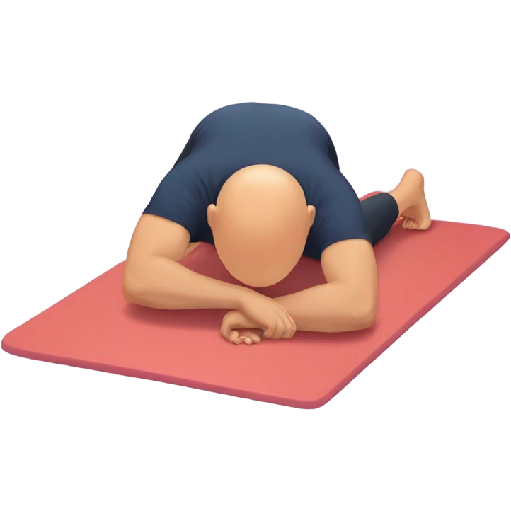 bald man lying on yoga mat doing stretching on small ball emoji