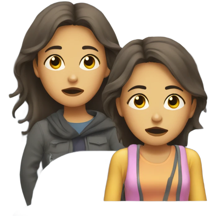 Two tired girls at the airport  emoji
