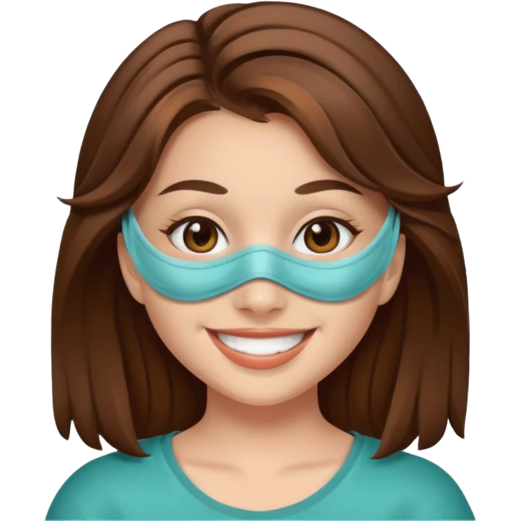 brown haired girl with a mask emoji