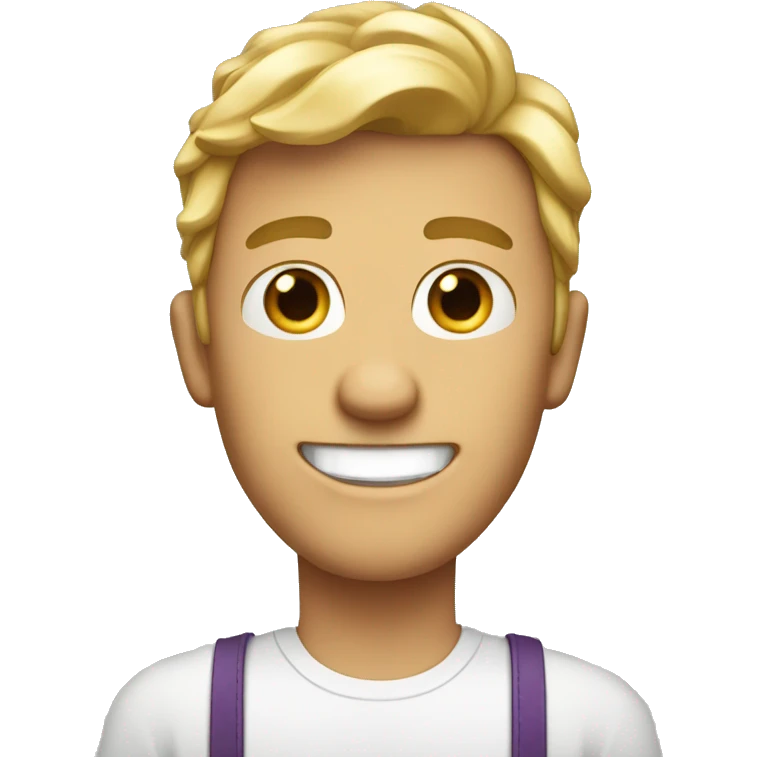 White Male, Eyes wide apart, Big teeth, Big smile, curtain hair style emoji