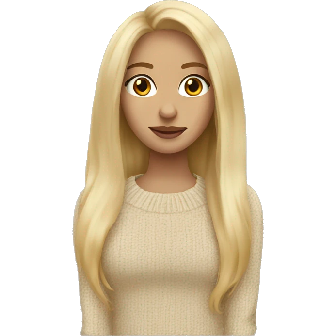 Blonde long hair women beige sweater emoji