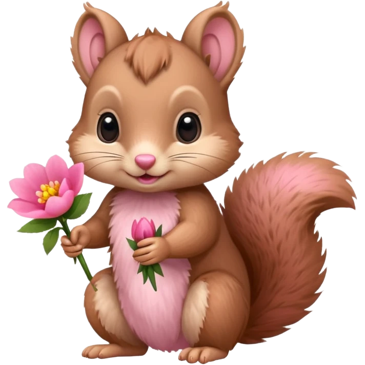 baby squirrel hold a flower emoji