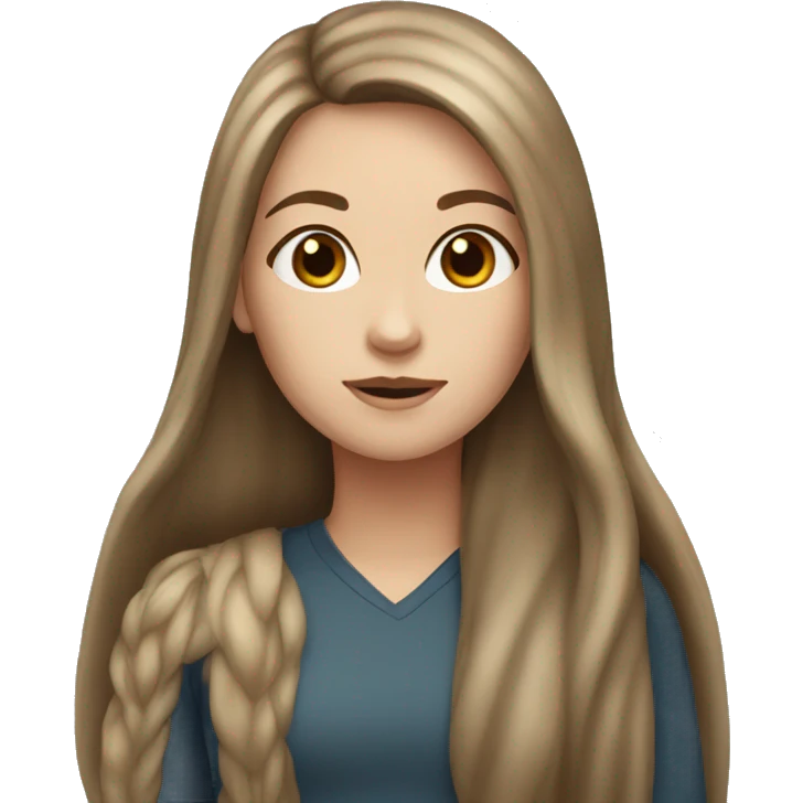 White girl with long brown hair  emoji