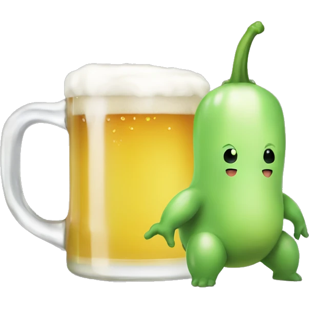 Chikorita drinking beer emoji